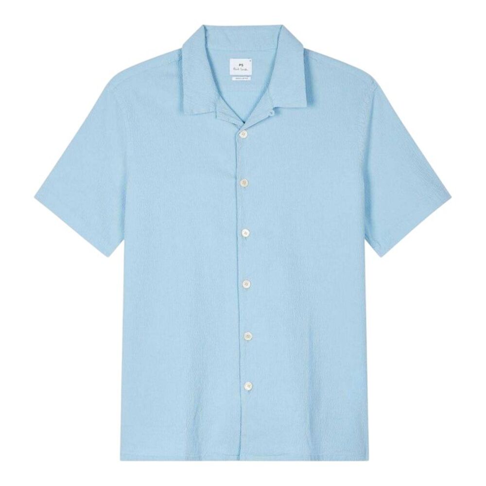 Paul Smith Mens Seersucker Regular Short-Sleeved Shirt / Blue
